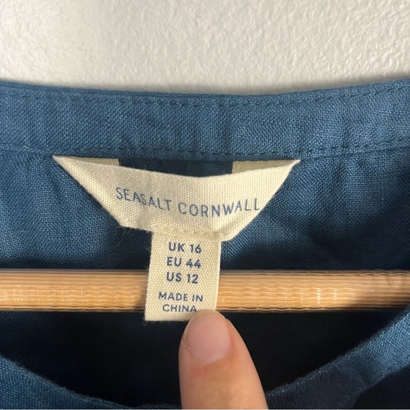 Seasalt Women's Top - teal Wild Fennel Button Through Linen Regular size 12 - Picture 6 of 10